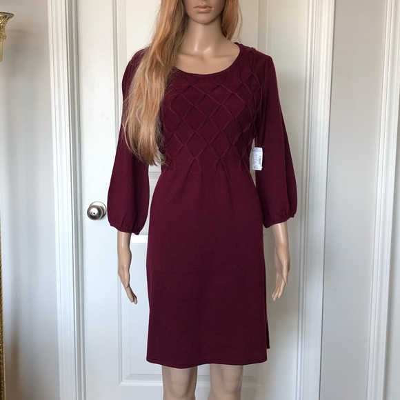 Dress Barn Dresses Nwt Maroon Sweater Dress L Knee Length Poshmark
